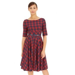 50s Style Tartan Plaid Swing Dress